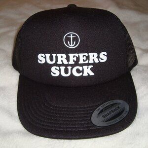 NEW Surfers Suck Captain Fin Trucker Mesh Adjustable Snapback Hat Cap